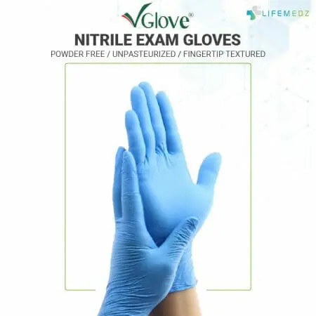 VGlove Nitrile Exam Powder Free Blue Gloves – 1000 Gloves (1 Case)